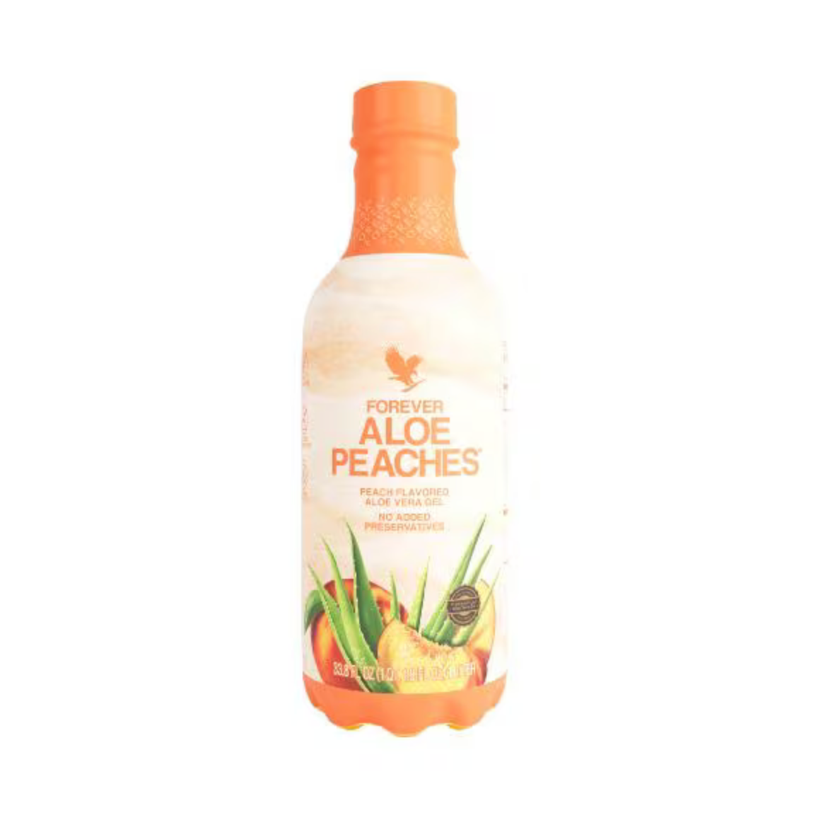 Forever Aloe Bits N' Peaches em garrafa de 1 litro